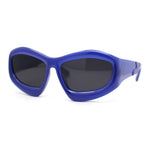 Womens Oversized Trendy Sport Thick Bevel Frame Wrap Plastic Sunglasses