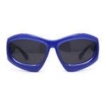 Womens Oversized Trendy Sport Thick Bevel Frame Wrap Plastic Sunglasses