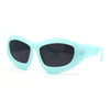 Womens Oversized Trendy Sport Thick Bevel Frame Wrap Plastic Sunglasses