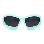 Womens Oversized Trendy Sport Thick Bevel Frame Wrap Plastic Sunglasses