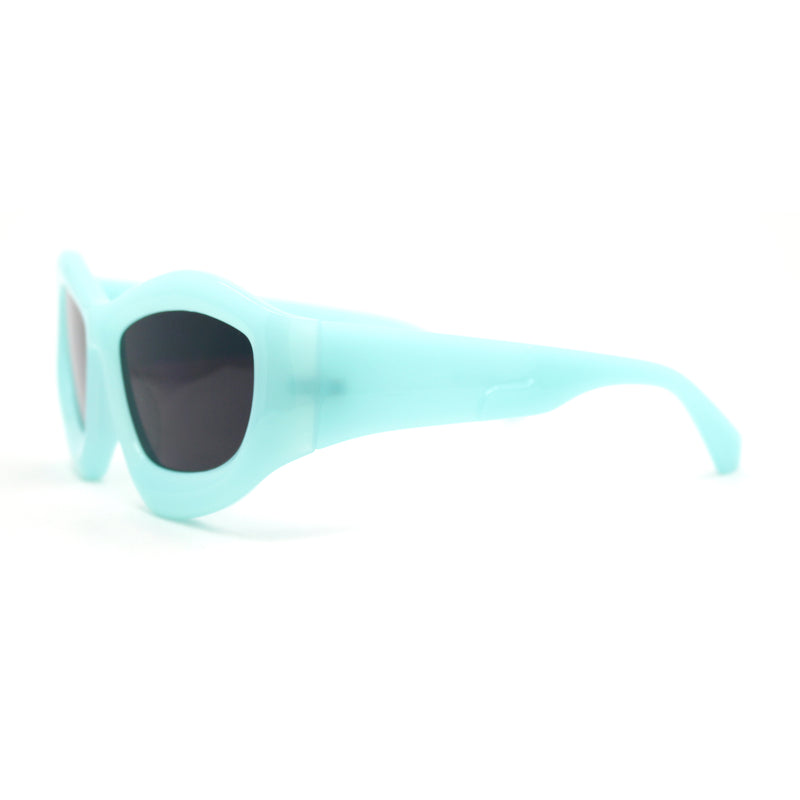 Womens Oversized Trendy Sport Thick Bevel Frame Wrap Plastic Sunglasses