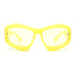 Womens Oversized Trendy Sport Thick Bevel Frame Wrap Plastic Sunglasses