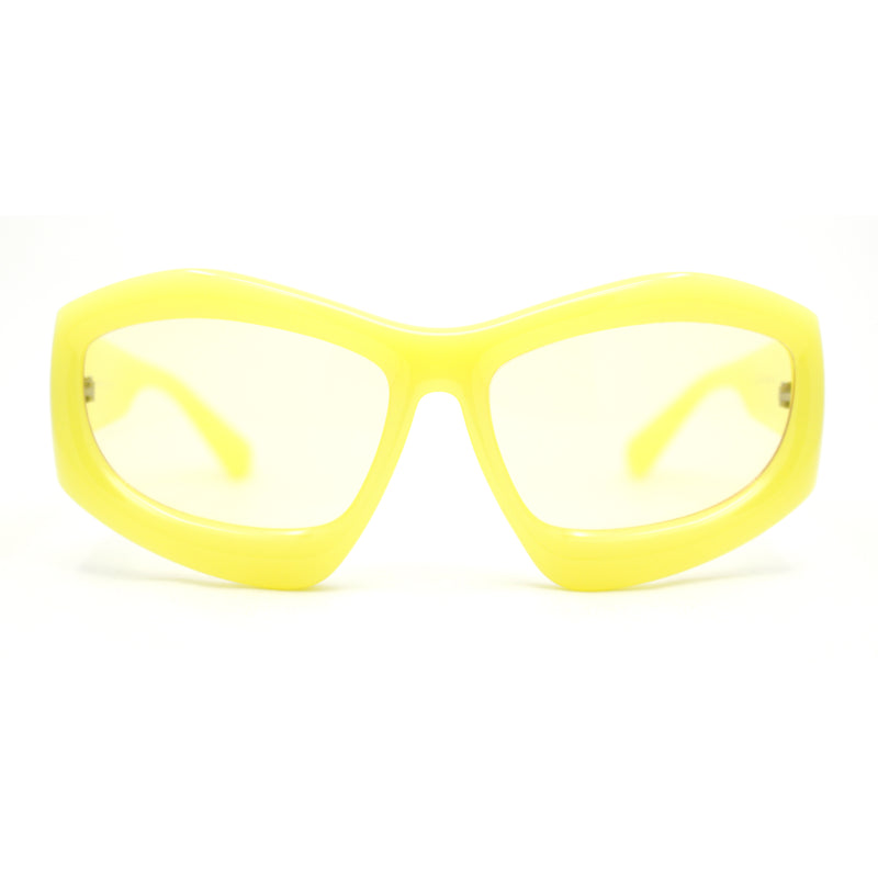 Womens Oversized Trendy Sport Thick Bevel Frame Wrap Plastic Sunglasses