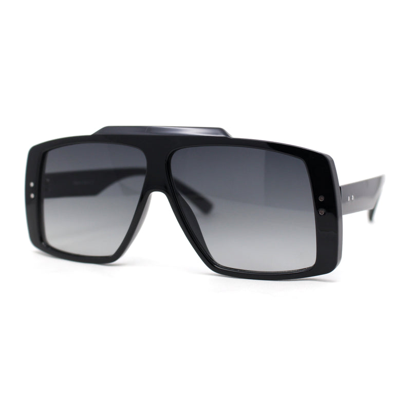 Stylish Mens Bold Squared Rectangle Flat Top Racer Plastic Sunglasses