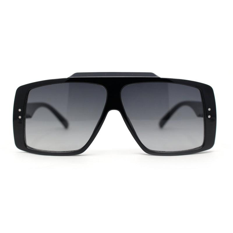 Stylish Mens Bold Squared Rectangle Flat Top Racer Plastic Sunglasses