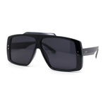 Stylish Mens Bold Squared Rectangle Flat Top Racer Plastic Sunglasses