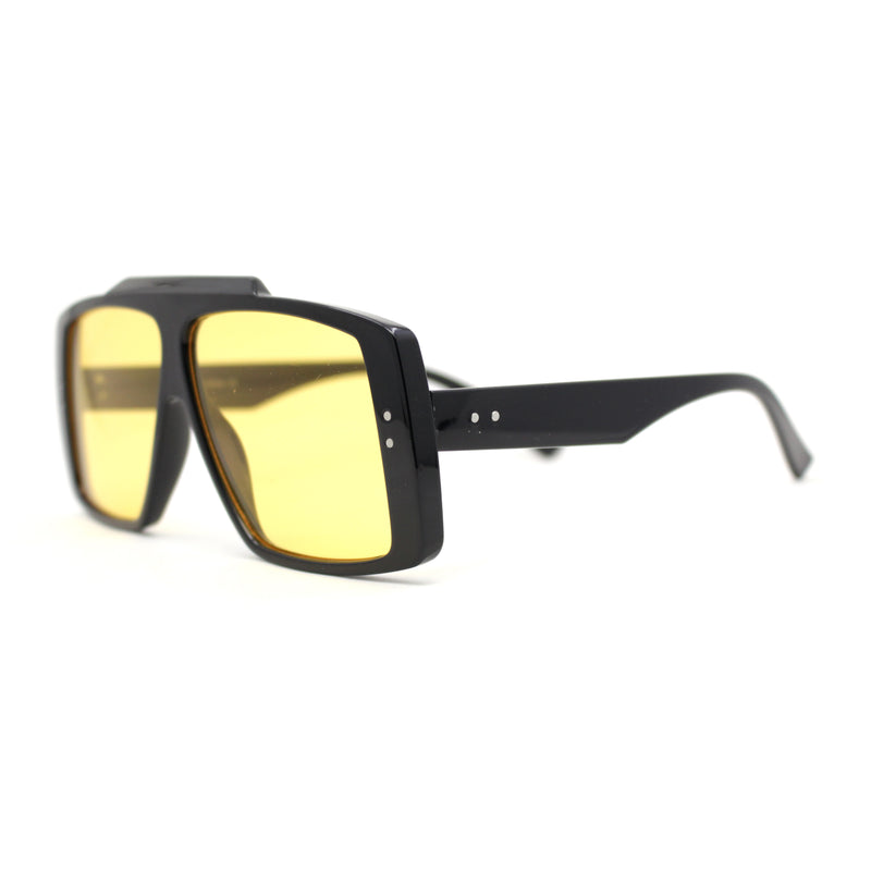 Stylish Mens Bold Squared Rectangle Flat Top Racer Plastic Sunglasses