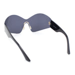 Womens Trendy Minimal XL Oversized Rimless Shield Sunglasses