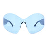 Womens Trendy Minimal XL Oversized Rimless Shield Sunglasses