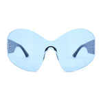 Womens Trendy Minimal XL Oversized Rimless Shield Sunglasses