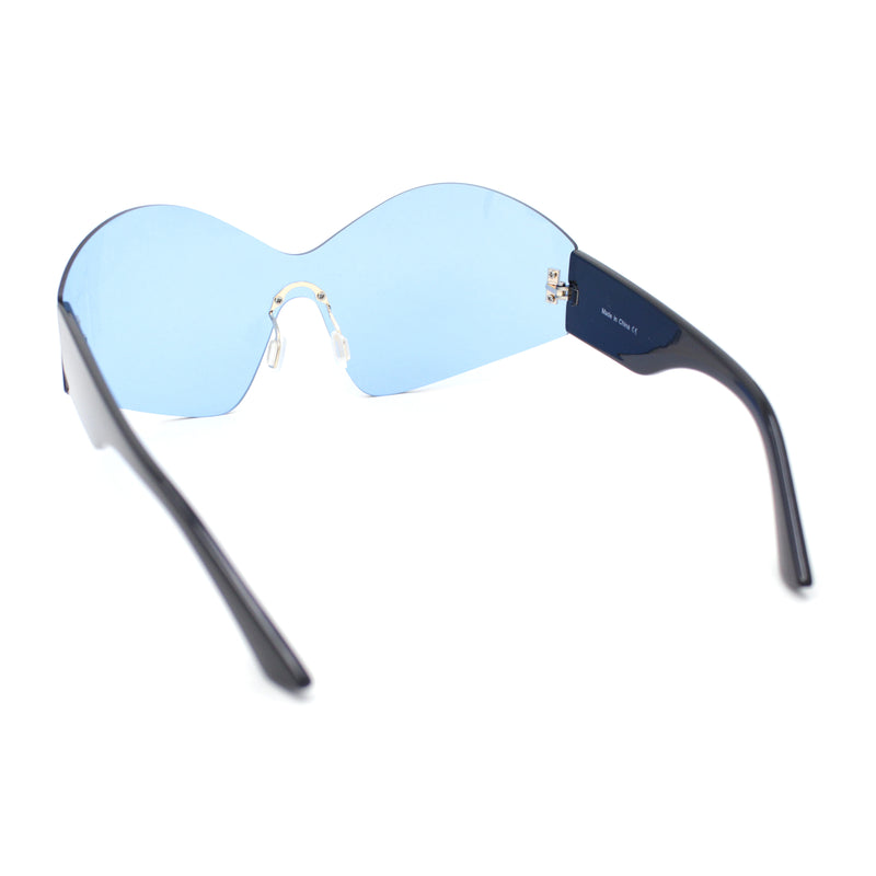 Womens Trendy Minimal XL Oversized Rimless Shield Sunglasses