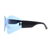 Womens Trendy Minimal XL Oversized Rimless Shield Sunglasses