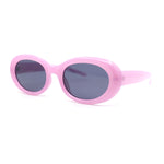 Womens Classic Clout Oval Mod Round Plastic Retro Sunglasses