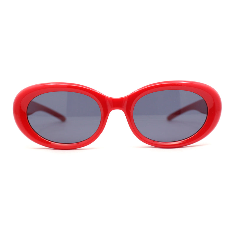 Womens Classic Clout Oval Mod Round Plastic Retro Sunglasses