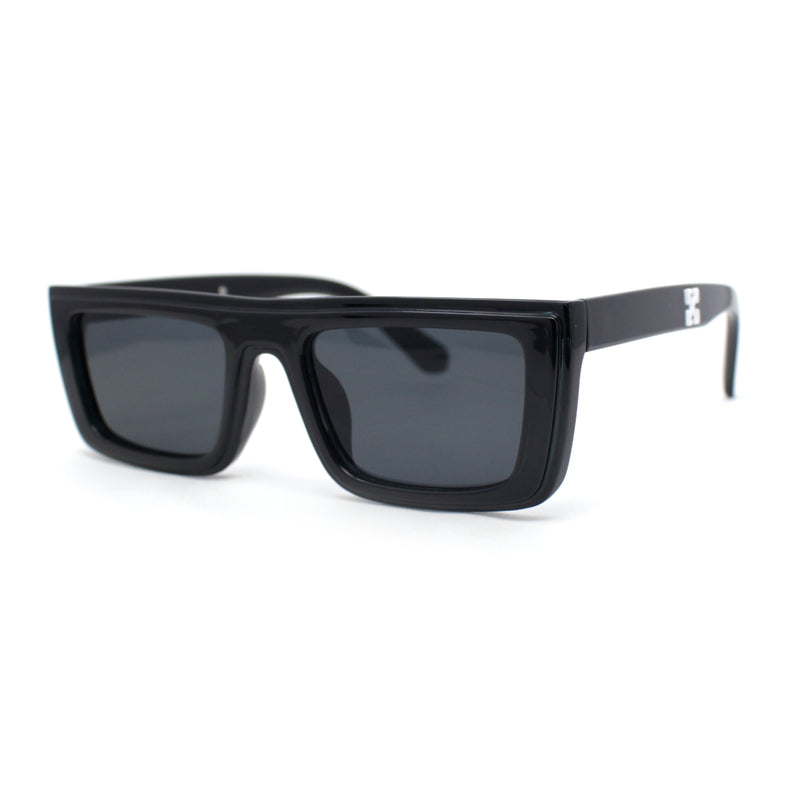 Beveled Squared Rectangle 2-tone Mod Plastic Sunglasses