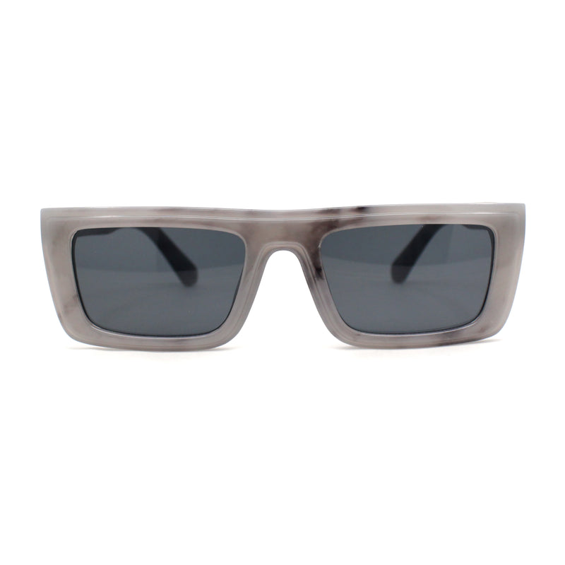 Beveled Squared Rectangle 2-tone Mod Plastic Sunglasses