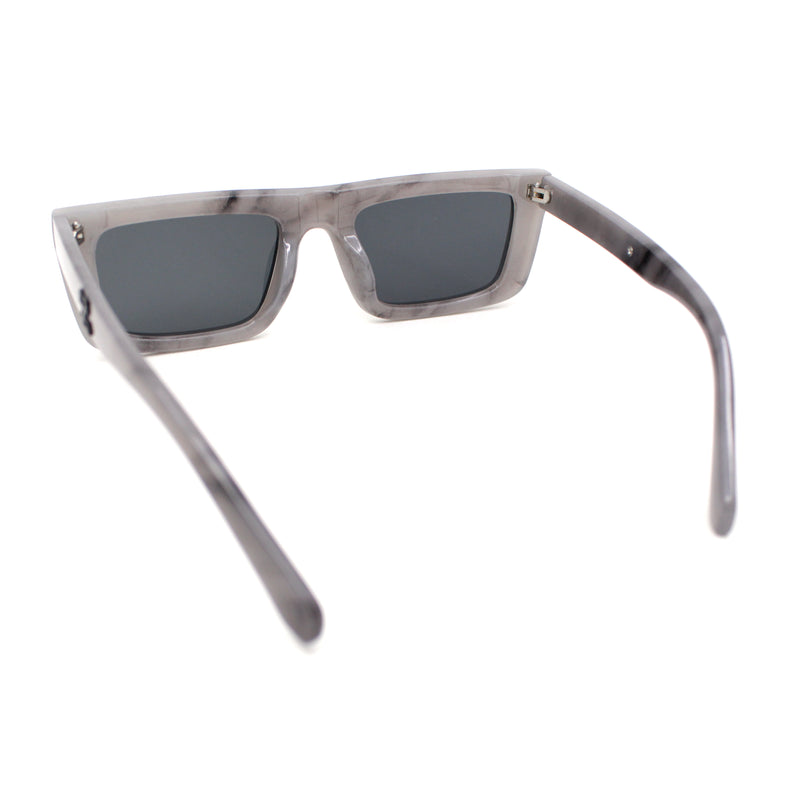 Beveled Squared Rectangle 2-tone Mod Plastic Sunglasses