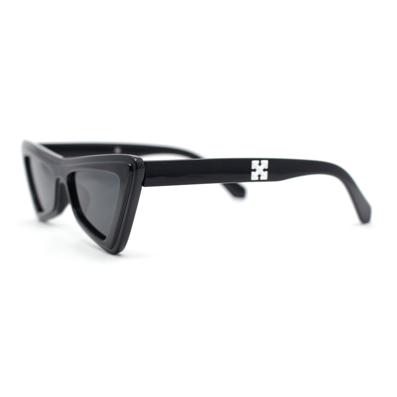Beveled Squared Geometric 2-tone Triangular Cat Eye Plastic Sunglasses