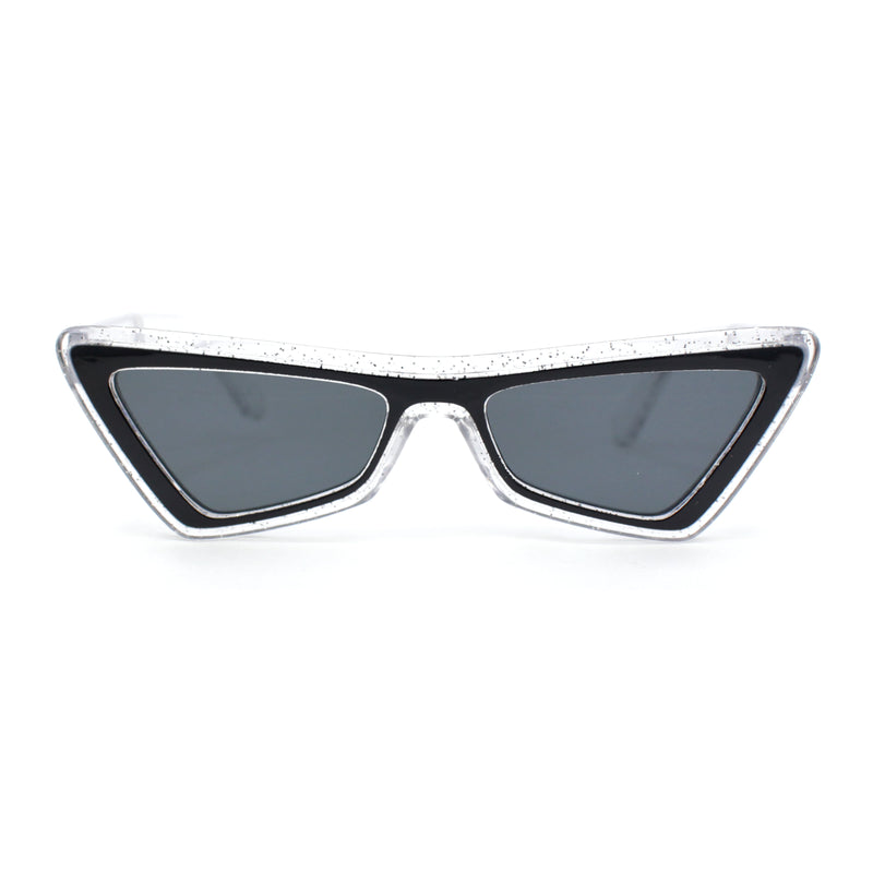 Beveled Squared Geometric 2-tone Triangular Cat Eye Plastic Sunglasses