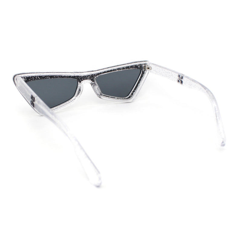 Beveled Squared Geometric 2-tone Triangular Cat Eye Plastic Sunglasses