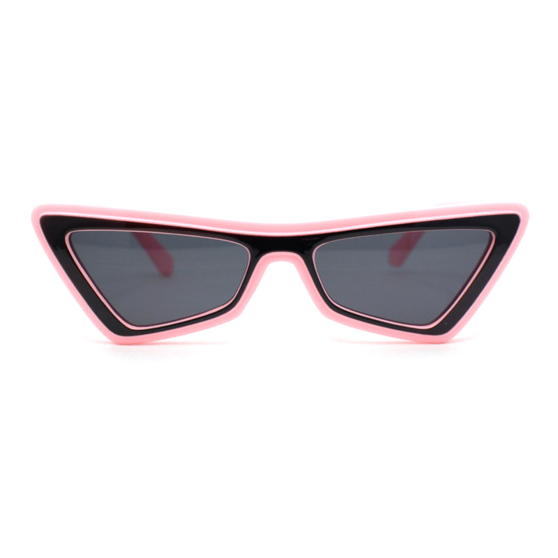 Beveled Squared Geometric 2-tone Triangular Cat Eye Plastic Sunglasses
