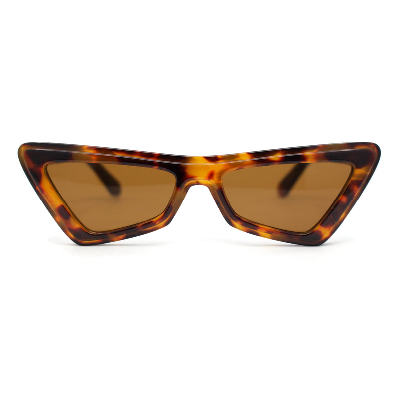 Beveled Squared Geometric 2-tone Triangular Cat Eye Plastic Sunglasses