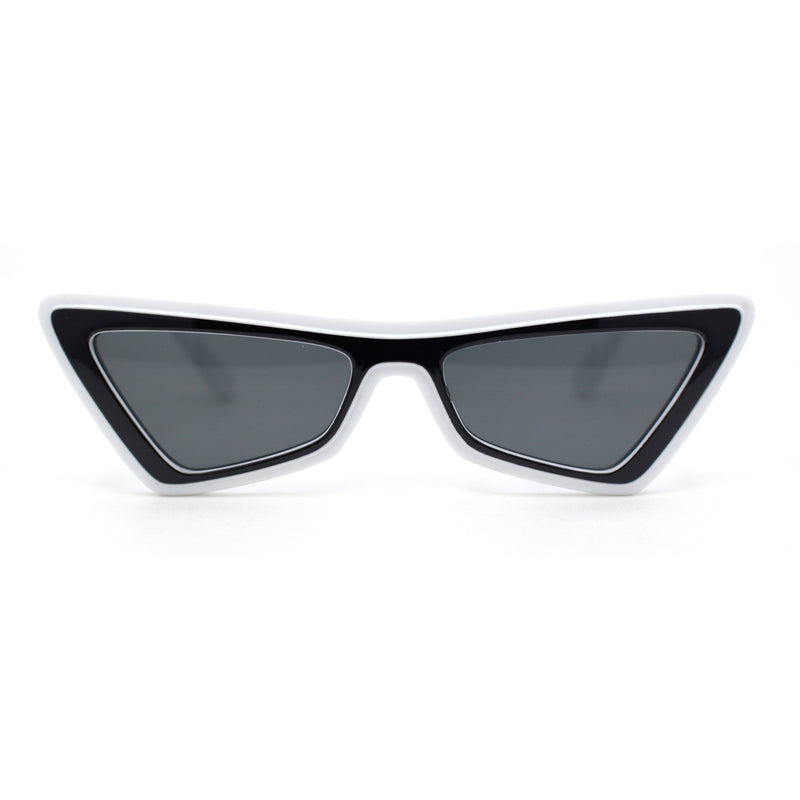 Beveled Squared Geometric 2-tone Triangular Cat Eye Plastic Sunglasses