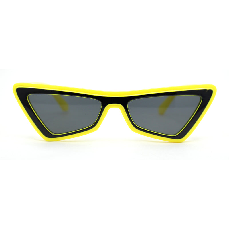 Beveled Squared Geometric 2-tone Triangular Cat Eye Plastic Sunglasses