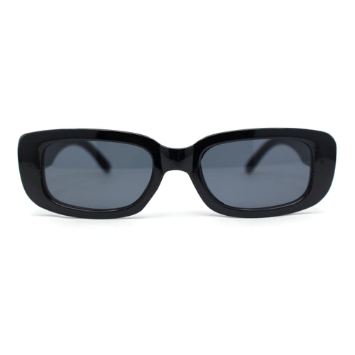 Iconic Mod Rounded Rectangular Minimal Plastic Sunglasses