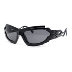 Mens Unique Elabroate Futuristic Wrap Around Sport Plastic Sunglasses