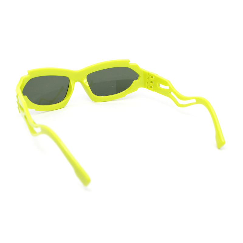 Mens Unique Elabroate Futuristic Wrap Around Sport Plastic Sunglasses