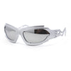 Mens Unique Elabroate Futuristic Wrap Around Sport Plastic Sunglasses