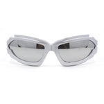 Mens Unique Elabroate Futuristic Wrap Around Sport Plastic Sunglasses