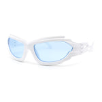 Mens Unique Elabroate Futuristic Wrap Around Sport Plastic Sunglasses