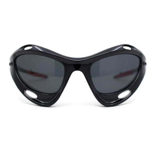 Mens Large Coverage Aerodynamic Vented Thick Plastic Wrap Sport Sunglasses