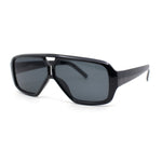 Double Bridge Flat Top Mafia Racer Rectangular Plastic Sunglasses