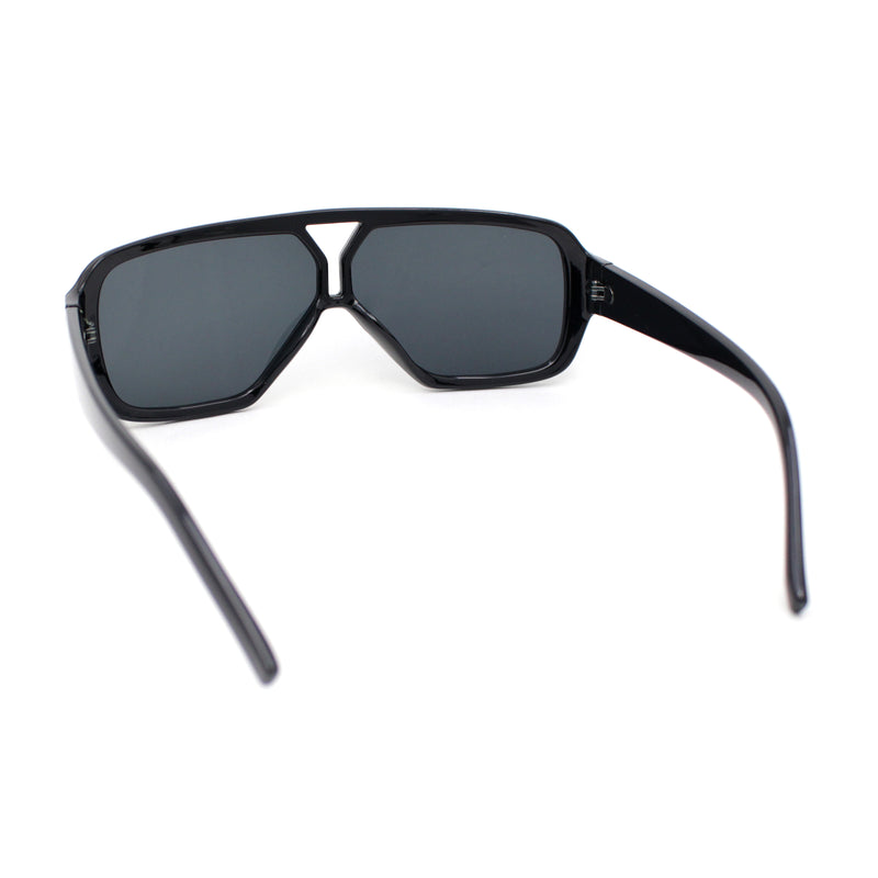 Double Bridge Flat Top Mafia Racer Rectangular Plastic Sunglasses