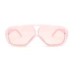 Double Bridge Flat Top Mafia Racer Rectangular Plastic Sunglasses