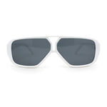 Double Bridge Flat Top Mafia Racer Rectangular Plastic Sunglasses