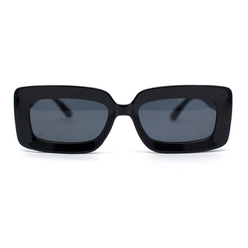 Trendy Hipster Thick Plastic Narrow Rectangle Minimal Fashion Sunglasses