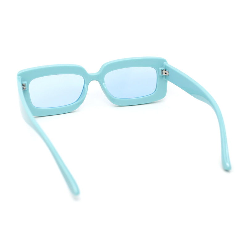 Trendy Hipster Thick Plastic Narrow Rectangle Minimal Fashion Sunglasses