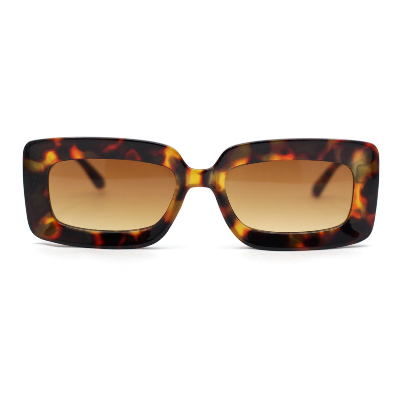Trendy Hipster Thick Plastic Narrow Rectangle Minimal Fashion Sunglasses