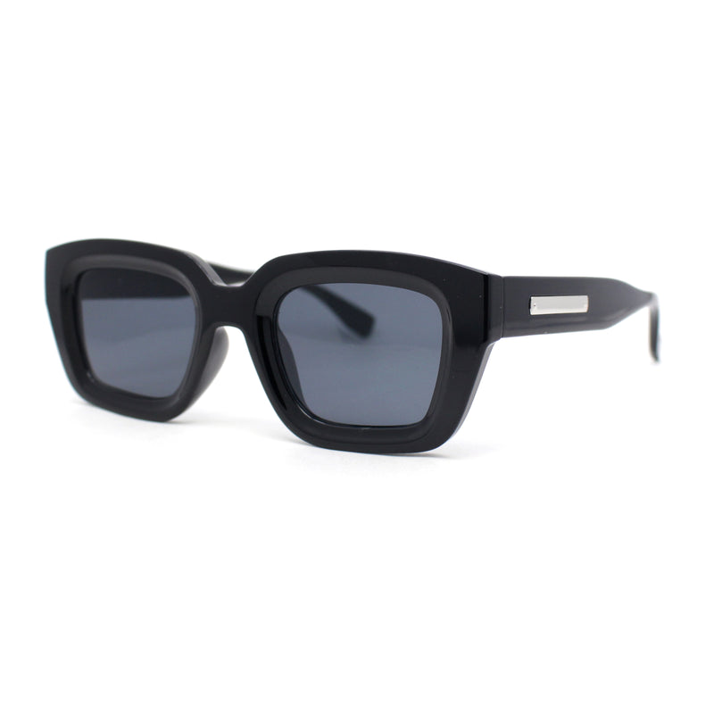 Modern Vintage Style Beveled Horn Rim Hipster Plastic Rectangular Sunglasses