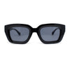 Modern Vintage Style Beveled Horn Rim Hipster Plastic Rectangular Sunglasses