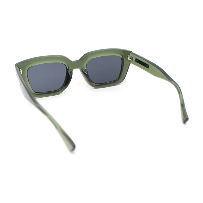 Modern Vintage Style Beveled Horn Rim Hipster Plastic Rectangular Sunglasses