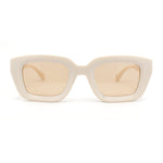 Modern Vintage Style Beveled Horn Rim Hipster Plastic Rectangular Sunglasses