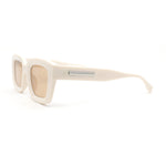 Modern Vintage Style Beveled Horn Rim Hipster Plastic Rectangular Sunglasses