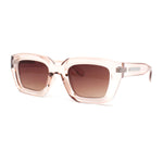 Modern Vintage Style Beveled Horn Rim Hipster Plastic Rectangular Sunglasses