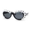 Womens Iridescent Rose Flower Stud Oval Mod Fashion Sunglasses