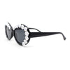 Womens Iridescent Rose Flower Stud Oval Mod Fashion Sunglasses